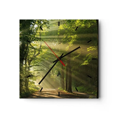 Wall clock - Clock on glass - Forest Moment - 30x30 cm