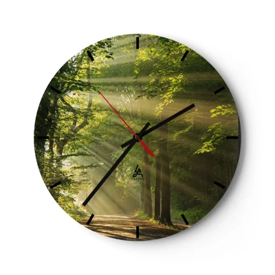 Wall clock - Clock on glass - Forest Moment - 30x30 cm