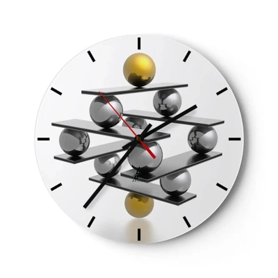 Wall clock - Clock on glass - Gold-Silver Balance - 30x30 cm