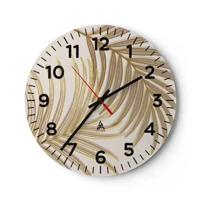 Wall clock - Clock on glass - Golden Palm! - 30x30 cm