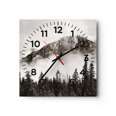 Wall clock - Clock on glass - Granite Ruler - 30x30 cm