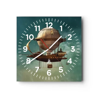 Wall clock - Clock on glass - Greetings from Jules Verne - 30x30 cm