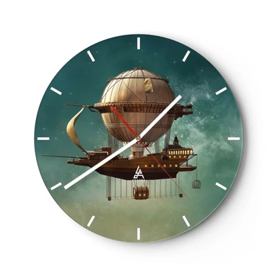 Wall clock - Clock on glass - Greetings from Jules Verne - 40x40 cm