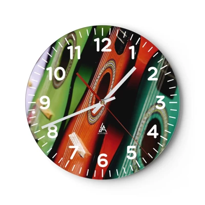 Wall clock - Clock on glass - Guitar Has Many Shades - 30x30 cm