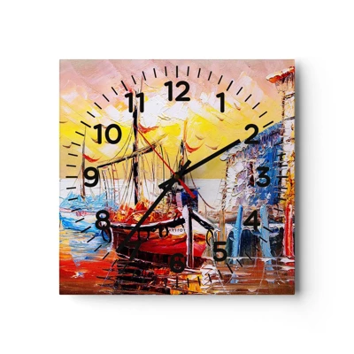 Wall clock - Clock on glass - Happy Comeback - 30x30 cm