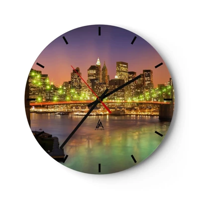 Wall clock - Clock on glass - Here Light is Always on - 30x30 cm