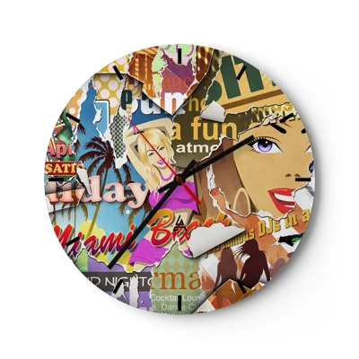 Wall clock - Clock on glass - Holiday Flashbacks - 30x30 cm