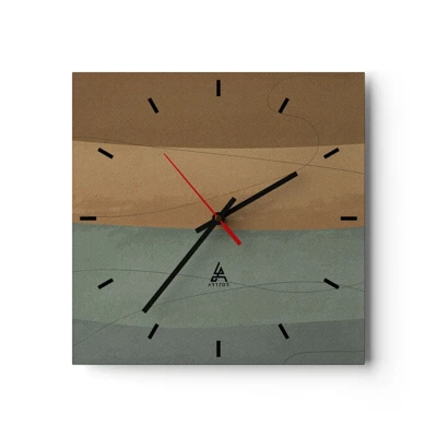 Wall clock - Clock on glass - Horizontal Compostion - 30x30 cm