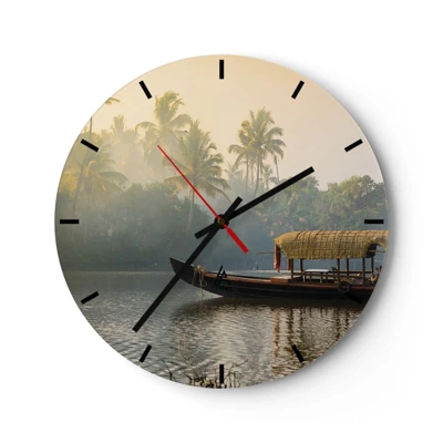 Wall clock - Clock on glass - House on the River - 30x30 cm