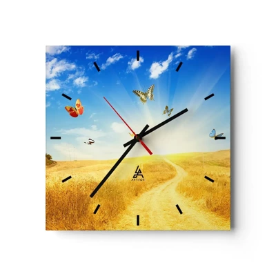 Wall clock - Clock on glass - How Can You Not Love the Summer? - 30x30 cm