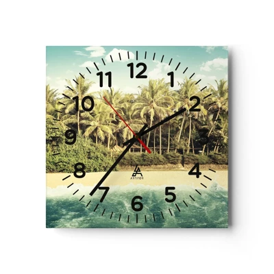 Wall clock - Clock on glass - How about Here? - 40x40 cm