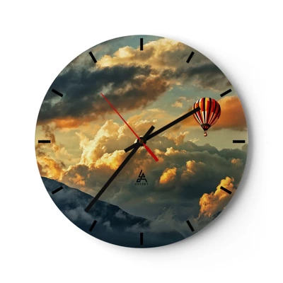 Wall clock - Clock on glass - I Like Flying - 30x30 cm