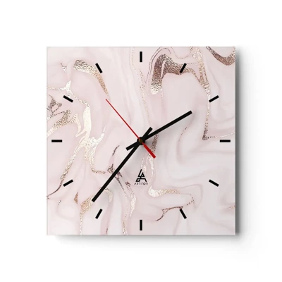 Wall clock - Clock on glass - In Pink - 30x30 cm