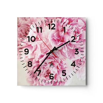 Wall clock - Clock on glass - In Pink  Splendour - 30x30 cm