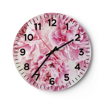 Wall clock - Clock on glass - In Pink  Splendour - 40x40 cm