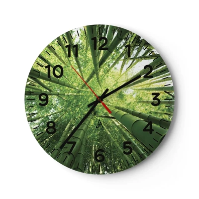 Wall clock - Clock on glass - In a Bamboo Forest - 40x40 cm