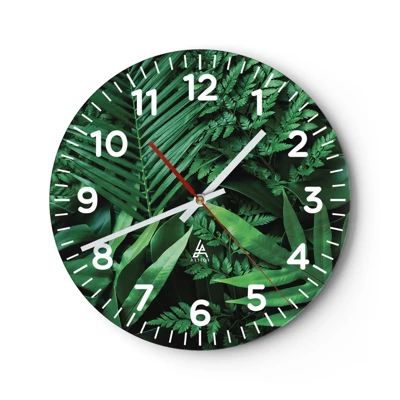 Wall clock - Clock on glass - In a Green Hug - 30x30 cm