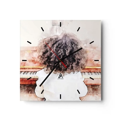 Wall clock - Clock on glass - In a New World - 30x30 cm