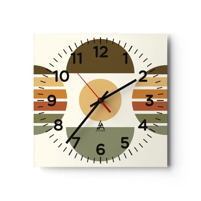 Wall clock - Clock on glass - In the Colours of Soli - 40x40 cm