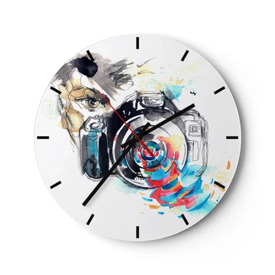 Wall clock - Clock on glass - In the Eye of the Lens - 30x30 cm