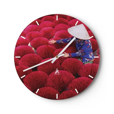 Wall clock - Clock on glass - In the Rice Field  - 40x40 cm