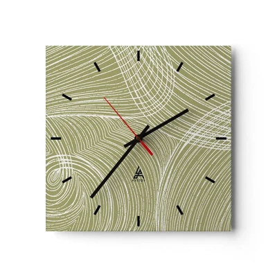 Wall clock - Clock on glass - Intricate Abstract in White - 40x40 cm