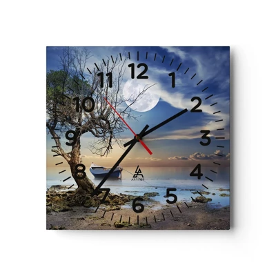 Wall clock - Clock on glass - Is this the Beginning or the End? - 40x40 cm