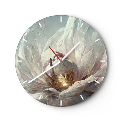 Wall clock - Clock on glass - It Blooms Once Every Hunderd Years - 30x30 cm