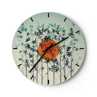 Wall clock - Clock on glass - Japanese Sun - 30x30 cm