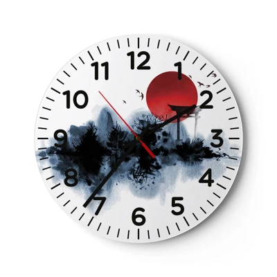 Wall clock - Clock on glass - Japanese View - 30x30 cm