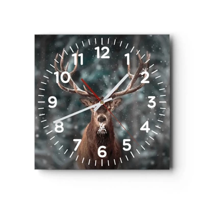 Wall clock - Clock on glass - King of Forest Crowned - 30x30 cm