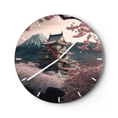 Wall clock - Clock on glass - Land of Cherry Blossoms - 30x30 cm