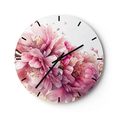 Wall clock - Clock on glass - Land of Cherry Blossoms - 30x30 cm