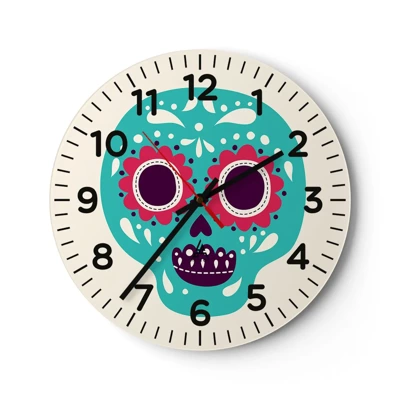 Wall clock - Clock on glass - Life - Fun Until You Die - 30x30 cm