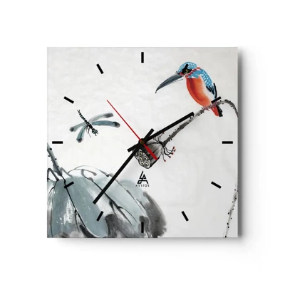 Wall clock - Clock on glass - Life of a Meadow - 30x30 cm
