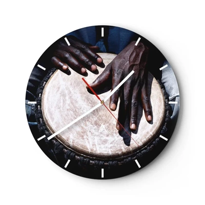 Wall clock - Clock on glass - Live at Your Own Rhythm - 30x30 cm