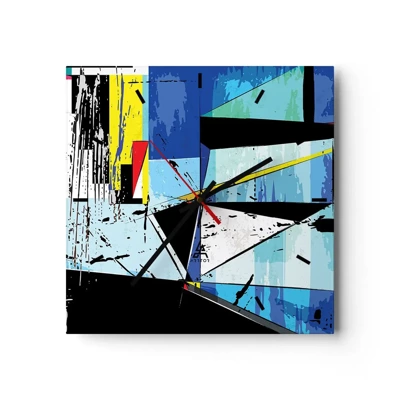 Wall clock - Clock on glass - Looking at the World at an Angle - 30x30 cm