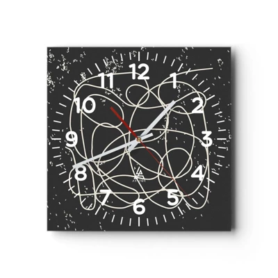 Wall clock - Clock on glass - Lost Thoughts - 30x30 cm