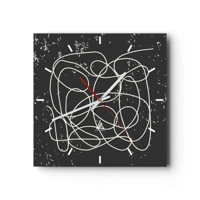 Wall clock - Clock on glass - Lost Thoughts - 30x30 cm