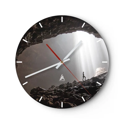 Wall clock - Clock on glass - Luminous Grotto - 40x40 cm