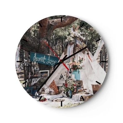 Wall clock - Clock on glass - Make Love… - 40x40 cm