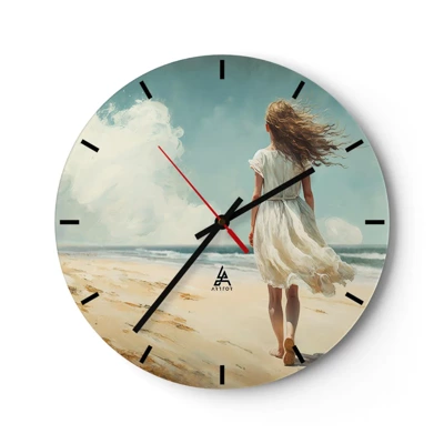 Wall clock - Clock on glass - Meeting the Sun aand the Wind - 30x30 cm