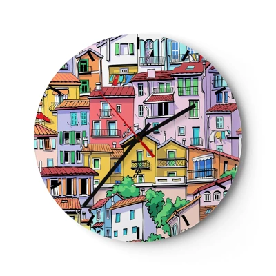 Wall clock - Clock on glass - Merry City - 30x30 cm