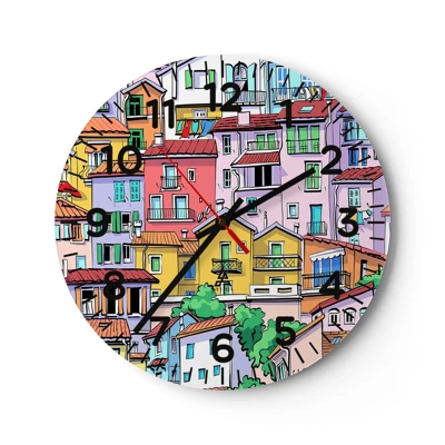 Wall clock - Clock on glass - Merry City - 40x40 cm