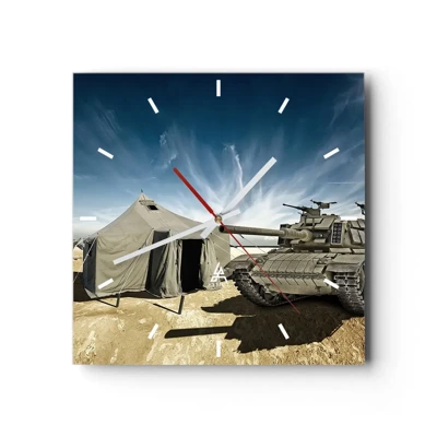 Wall clock - Clock on glass - Military Dream - 30x30 cm