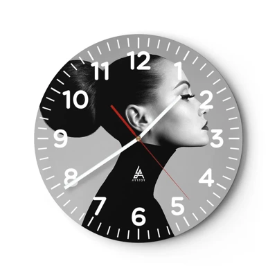 Wall clock - Clock on glass - Modern Nefretete - 30x30 cm