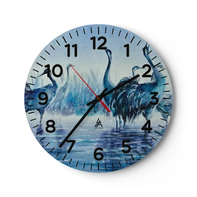 Wall clock - Clock on glass - Morning Encounter - 40x40 cm