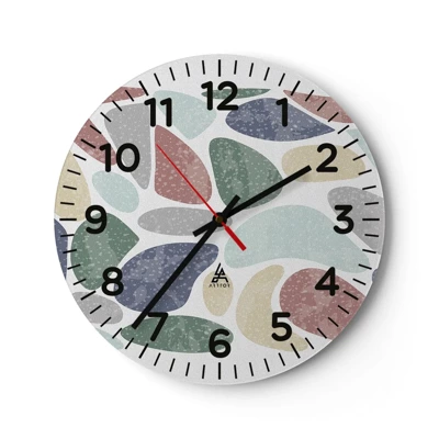 Wall clock - Clock on glass - Mosaic of Powdered Colours - 30x30 cm