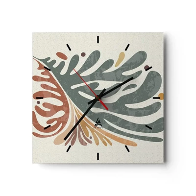 Wall clock - Clock on glass - Multicolour Leaf - 30x30 cm