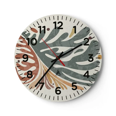 Wall clock - Clock on glass - Multicolour Leaf - 40x40 cm
